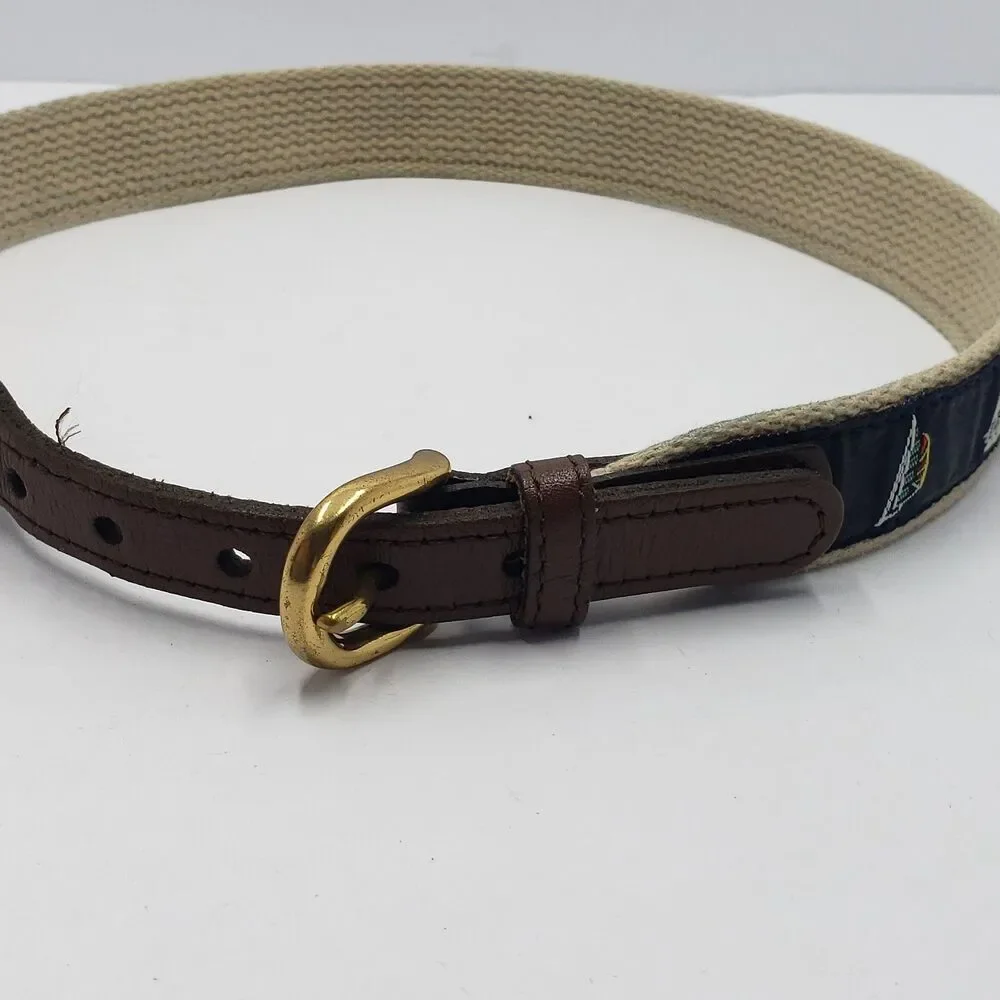 Talbots Kids Belt Size Medium Sailboat Nautical Made in USA 23
